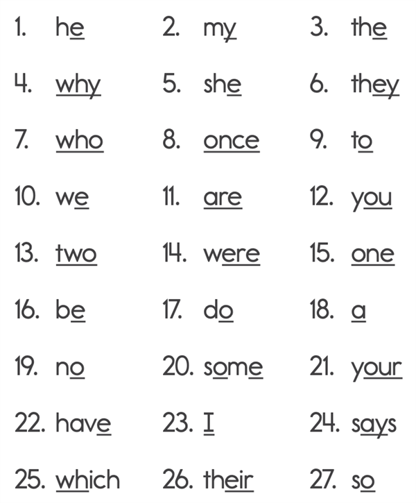 Trick Word List